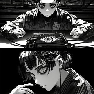 Switchyard Manga Brutalism style, Midjourney V6.1: black-and-white manga comic strip