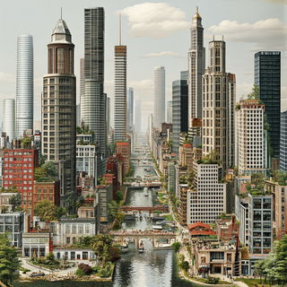 Mythodye style, Midjourney V6.1: megacity with futuristic bioarchitecture