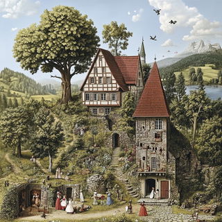 Mythodye style, Midjourney V6.1: retro fairy-tale illustration