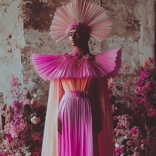 Photostat Baroque style, Midjourney V6.1: haute-couture fashion outfit
