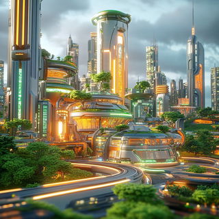Floranarrative style, Midjourney V6.1: megacity with futuristic bioarchitecture