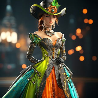 Floranarrative style, Midjourney V6.1: haute-couture fashion outfit