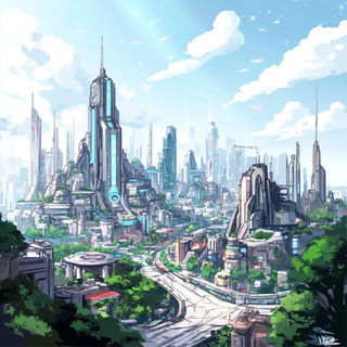 Starflood Chromacircus style, Midjourney V6.1: megacity with futuristic bioarchitecture