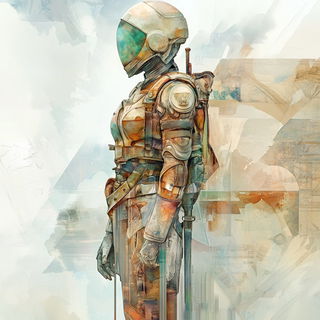 Chromogravure style, Midjourney V6.1: concept art character design of retropunk steam knight