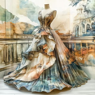 Chromogravure style, Midjourney V6.1: haute-couture fashion outfit