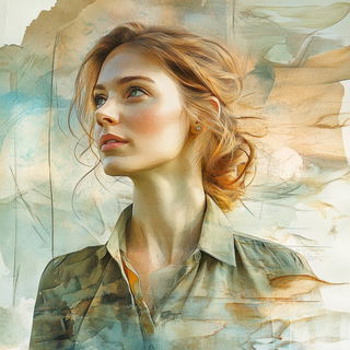 Chromogravure style, Midjourney V6.1: photographic portrait of female protagonist