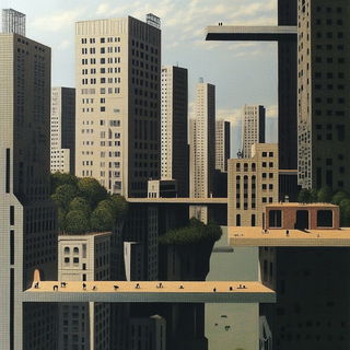 Plateaugraphica style, Midjourney V6.1: megacity with futuristic bioarchitecture