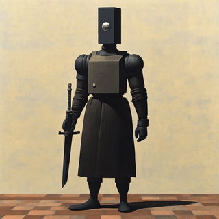 Plateaugraphica style, Midjourney V6.1: concept art character design of retropunk steam knight