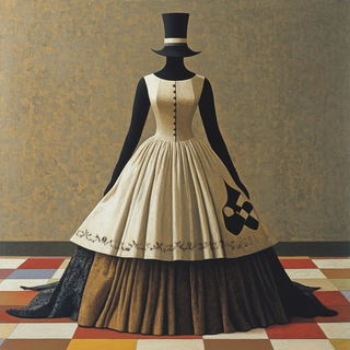 Plateaugraphica style, Midjourney V6.1: haute-couture fashion outfit