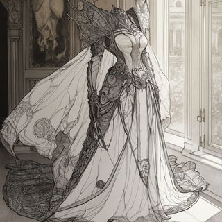 Charcoal Glaciera style, Midjourney V6.1: haute-couture fashion outfit