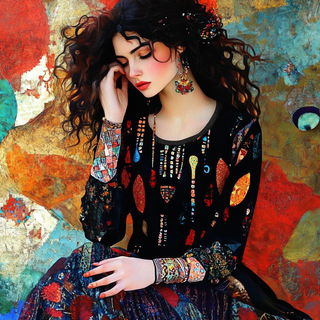 Adobe Coil House style, Midjourney V6.1: photographic portrait of female protagonist