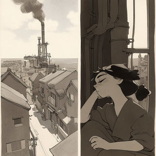 Silkwing Topographies style, Midjourney V6.1: black-and-white manga comic strip