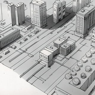 Silkwing Topographies style, Midjourney V6.1: technical infrastructure blueprint schematics