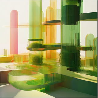 Festivalgouache style, Midjourney V6.1: megacity with futuristic bioarchitecture