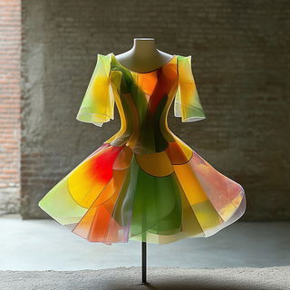 Festivalgouache style, Midjourney V6.1: haute-couture fashion outfit