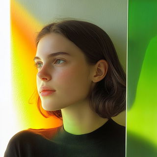 Festivalgouache style, Midjourney V6.1: photographic portrait of female protagonist