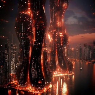 Carnivaleak style, Midjourney V6.1: megacity with futuristic bioarchitecture
