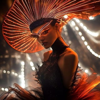 Carnivaleak style, Midjourney V6.1: haute-couture fashion outfit