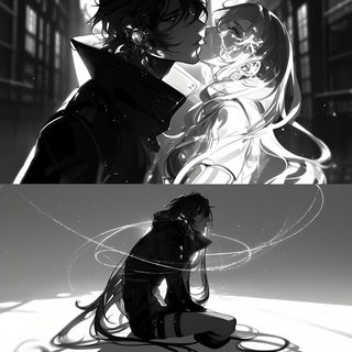 Carnivaleak style, Midjourney V6.1: black-and-white manga comic strip