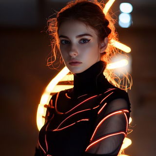 Carnivaleak style, Midjourney V6.1: photographic portrait of female protagonist