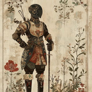 Maquette Couture style, Midjourney V6.1: concept art character design of retropunk steam knight