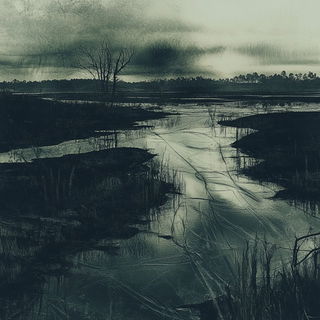Ceramotype style, Midjourney V6.1: realistic landscape photograph of quiet dawn