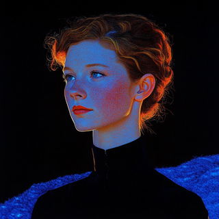 Sunspine Lithics style, Midjourney V6.1: photographic portrait of female protagonist