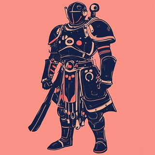 Peachwater Pageant style, Midjourney V6.1: concept art character design of retropunk steam knight