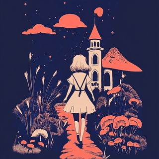 Peachwater Pageant style, Midjourney V6.1: retro fairy-tale illustration