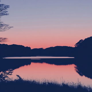 Peachwater Pageant style, Midjourney V6.1: realistic landscape photograph of quiet dawn