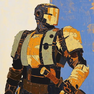 Peakletter style, Midjourney V6.1: concept art character design of retropunk steam knight