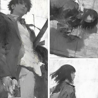 Solar Slat Impressions style, Midjourney V6.1: black-and-white manga comic strip