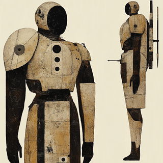 Cerulean Veilcut style, Midjourney V6.1: concept art character design of retropunk steam knight