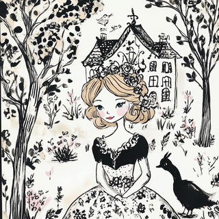 Coralwing Posterism style, Midjourney V6.1: retro fairy-tale illustration