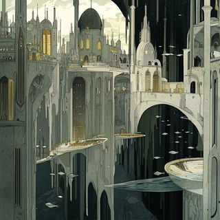 Cyanthrone style, Midjourney V6.1: megacity with futuristic bioarchitecture