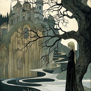 Cyanthrone style, Midjourney V6.1: retro fairy-tale illustration