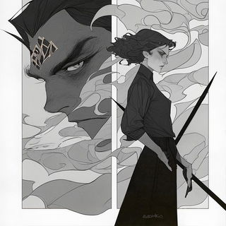 Cyanthrone style, Midjourney V6.1: black-and-white manga comic strip