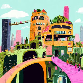 Sumiwarden style, Midjourney V6.1: megacity with futuristic bioarchitecture
