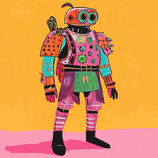 Sumiwarden style, Midjourney V6.1: concept art character design of retropunk steam knight