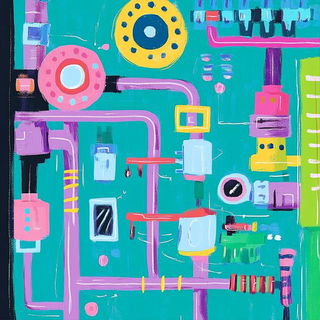 Sumiwarden style, Midjourney V6.1: technical infrastructure blueprint schematics