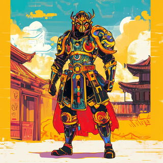 Moorish Glaze Parade style, Midjourney V6.1: concept art character design of retropunk steam knight