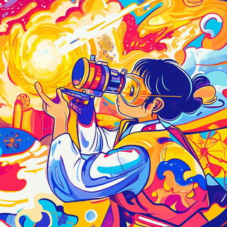 Moorish Glaze Parade style, Midjourney V6.1: editorial illustration for popular scientific magazine cover