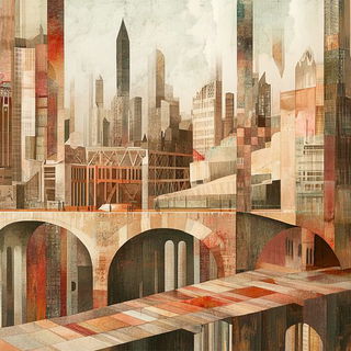 Flatnote Dramaturgy style, Midjourney V6.1: megacity with futuristic bioarchitecture