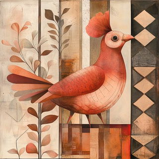 Flatnote Dramaturgy style, Midjourney V6.1: traditional folk art