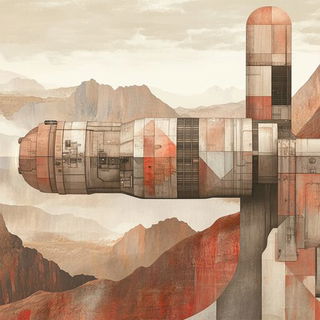 Flatnote Dramaturgy style, Midjourney V6.1: cinematic shot from sci-fi movie