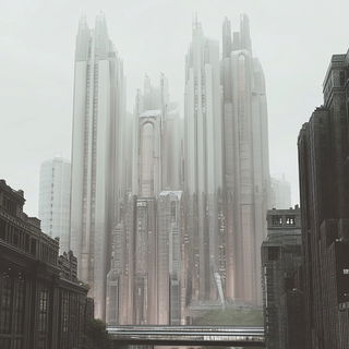 Chromacrag style, Midjourney V6.1: megacity with futuristic bioarchitecture