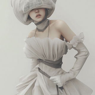 Chromacrag style, Midjourney V6.1: haute-couture fashion outfit