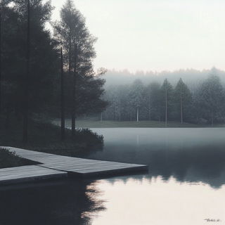 Chromacrag style, Midjourney V6.1: realistic landscape photograph of quiet dawn