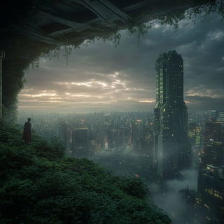 Miniaturama style, Midjourney V6.1: megacity with futuristic bioarchitecture
