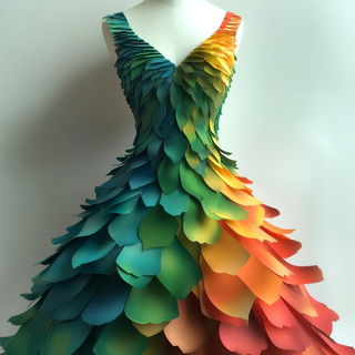 Flatshadow Fairytale style, Midjourney V6.1: haute-couture fashion outfit